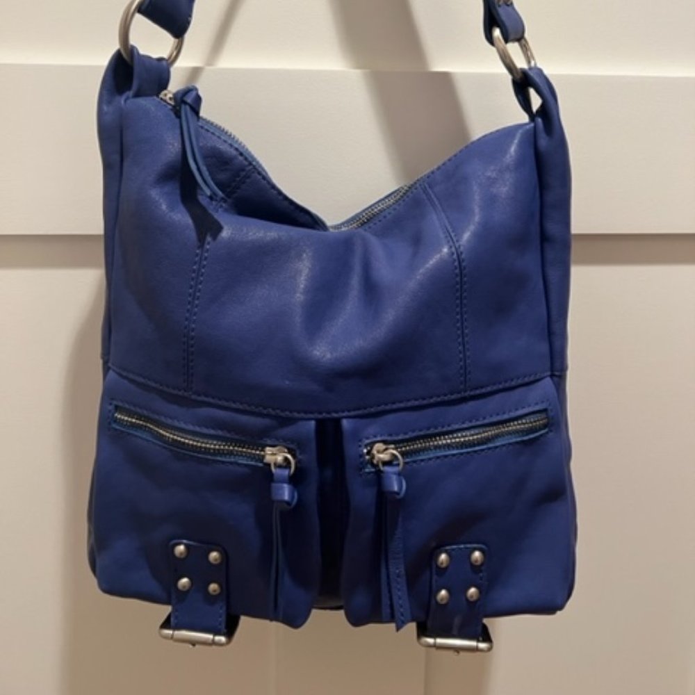 Nino Bossi Cobalt Blue Leather Shoulder Bag